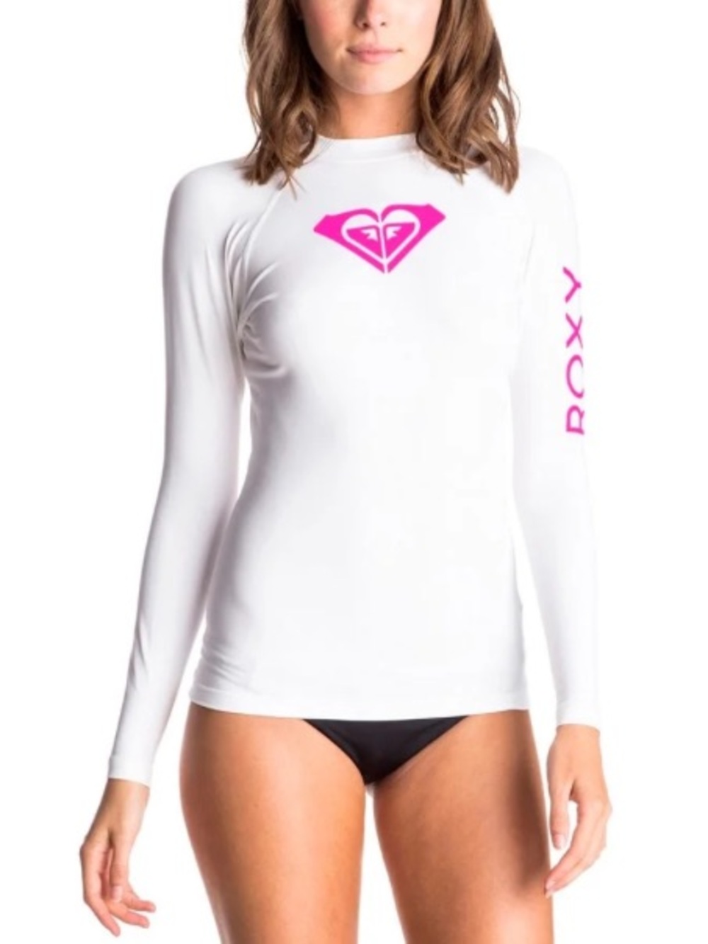 ROXY Big Girls Whole Hearted Long Sleeve White Rashguard | L